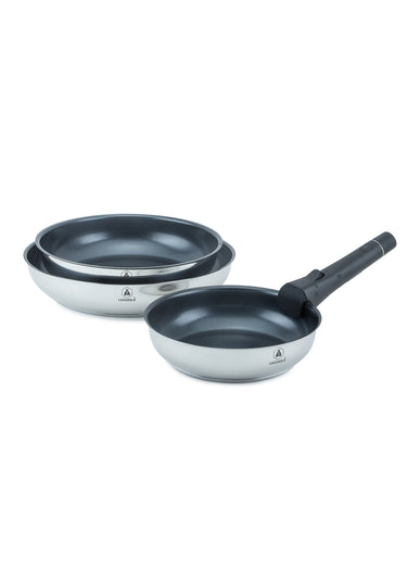 Set 3 poêles antiadhésif 20/24/28cm, Réactif Gris