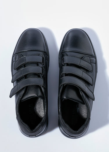 Baskets casual à scratchs en simili cuir Noir