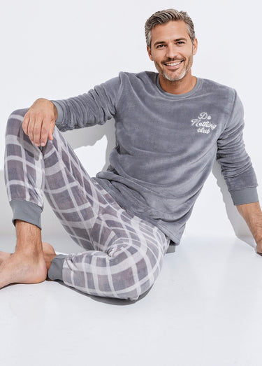 Pyjama chaud en polaire et flanelle Gris