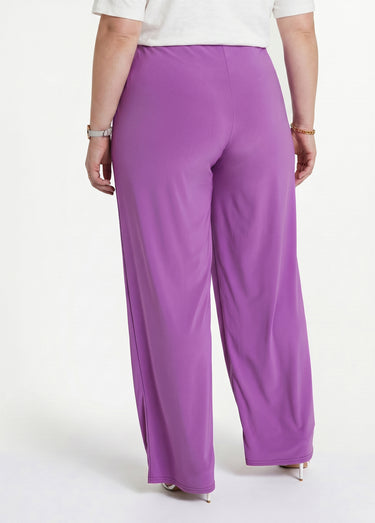 Pantalon fluide taille élastiquée maille Uni Violet