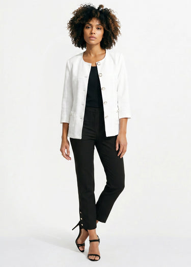 Veste ras de cou manches 3/4 Blanc