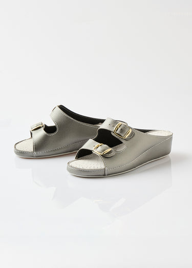 Mules confort grande largeur à boucles Bronze