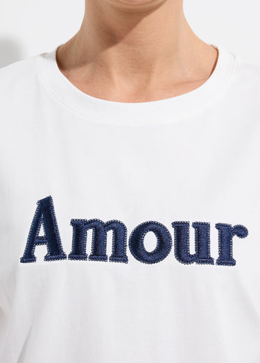 T-shirt coton avec inscription Amour Blanc/Marine