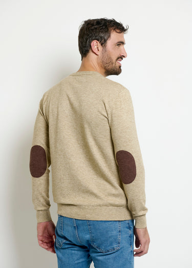 Pull col V maille empiècements coudes Beige
