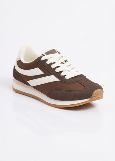 Baskets look sporty + lacets fantaisie Marron