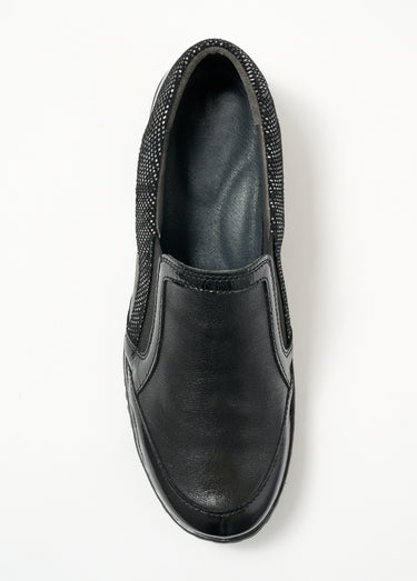 Mocassins élastiqués compensés en cuir Noir