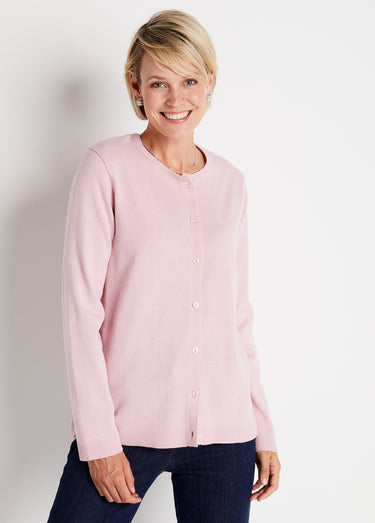 Gilet cardigan boutonné court uni Rose