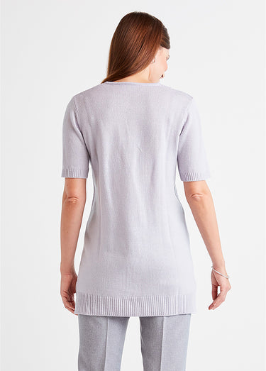 Pull-tunique long col V Argent
