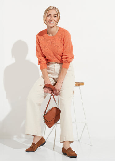 Pull doux maille ajourée fibres recyclées et laine Epice