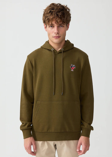 Sweat shirt kangourou à capuche, brodé Kaki