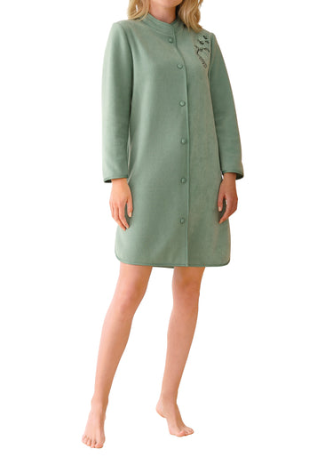 Robe de chambre brodée ligne courte Vert
