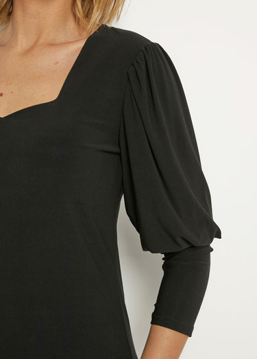 Tunique stretch décolleté carré manches 3/4 Noir