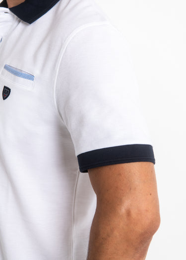 Polo manches courtes détails contrastés Blanc