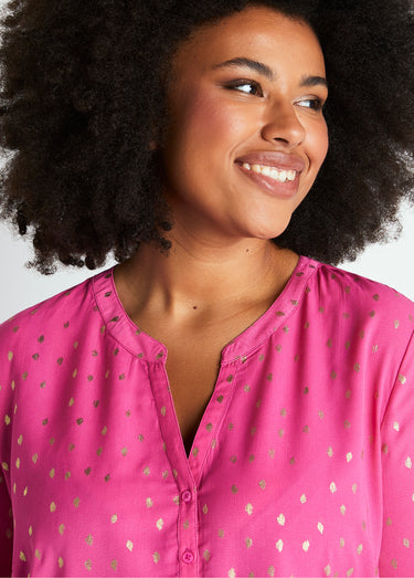 Tunique ample mi-longue manches 3/4 Rose