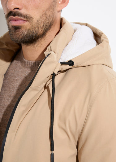 Parka casual fourrée à capuche Beige