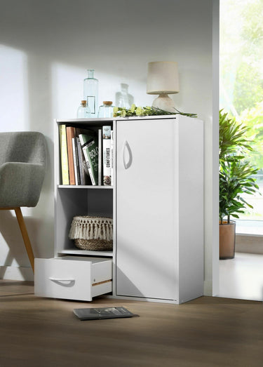 Etagère 2 niches + 1 porte + 1 tiroir 1B Blanc