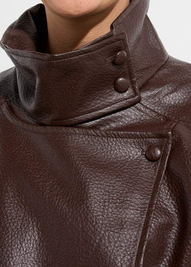 Blouson simili cuir inspiration vintage Marron