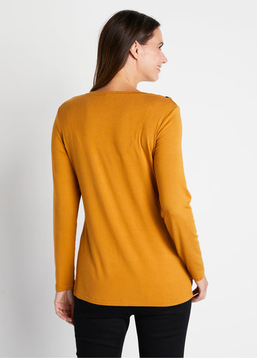 T-shirt fluide col rond avec strass Miel