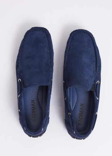 Mocassins suédine, côtés élastiqués Bleu