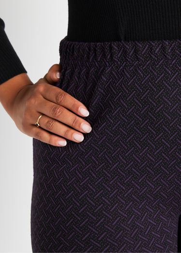 Legging droit ceinture élastiquée avec laine Prune/Noir