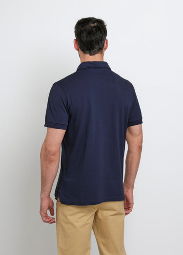 Polo en maille piquée à manches courtes Marine