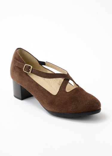 Escarpins à talons largeur confort cuir Marron