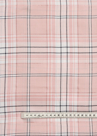 Coupon tissu carreaux fil métallisé pastel Carreaux Rose