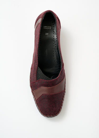 Mocassins cuir largeur confort bi-matière Bordeaux