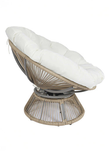 Fauteuil rembourré rotatif rotin, foncé Blanc