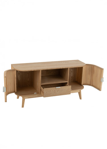 Commode en pin avec 2 portes rainurées Naturel
