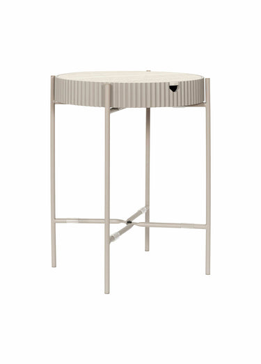 Table ronde effet pierre, avec rangement Blanc/Beige