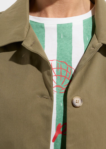 Veste boite en coton, avec col claudine Kaki