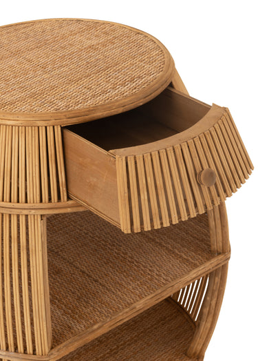 Table en rotin et bambou, forme barrique Naturel