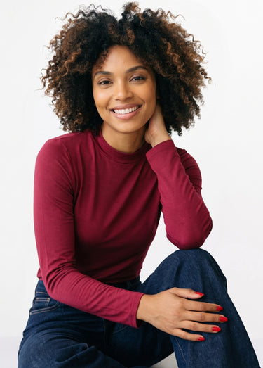 Sous-pull extensible col montant Uni Bordeaux