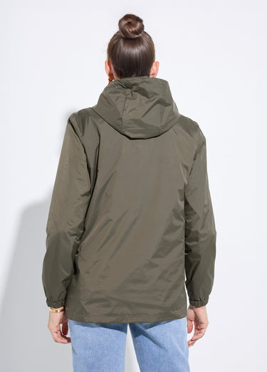 Coupe-vent déperlant à capuche, poches raglan Kaki