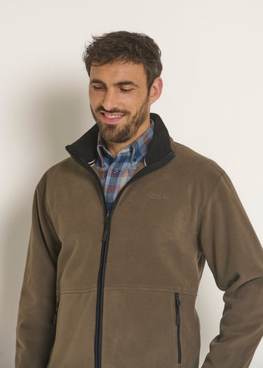 Veste zippée polaire col montant Marron
