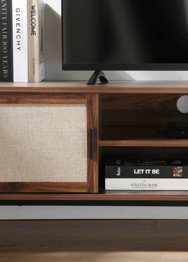 JETSON Meuble TV tissu et effet noyer Bois Fonce