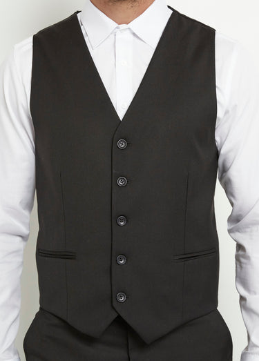 Gilet de costume sans manches 5 boutons Noir
