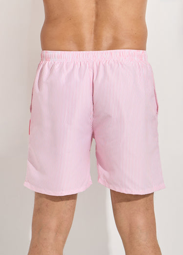 Short de bain à rayures fines Raye Rouge