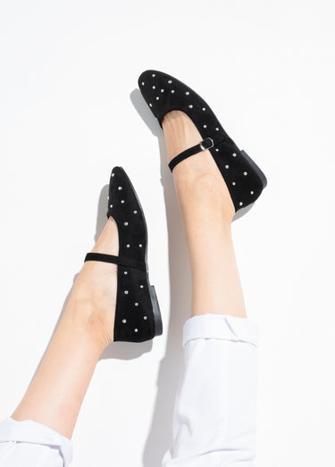 Ballerines babies détails pois métal Noir