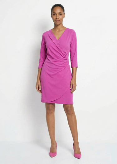 Robe cache coeur jersey cotelé Essentiel Fuchsia