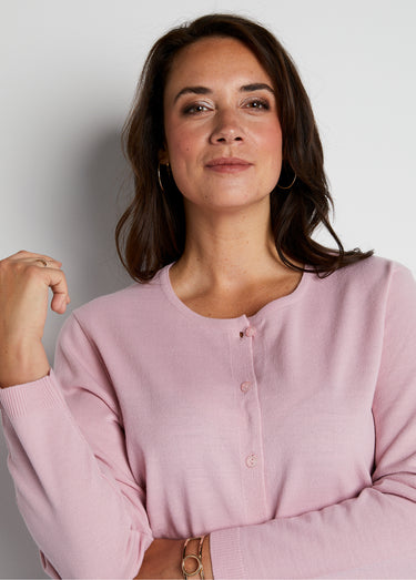 Gilet cardigan boutonné court uni Rose