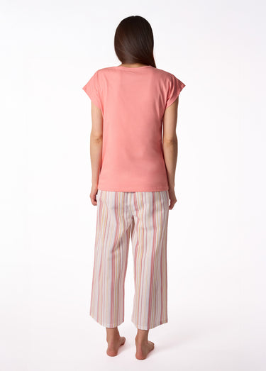 Pyjama thème zèbre avec pantalon large Corail/Imprime