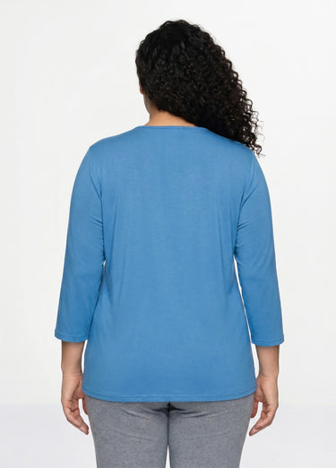 T-shirt manches 3/4 clouté fantaisie Bleu