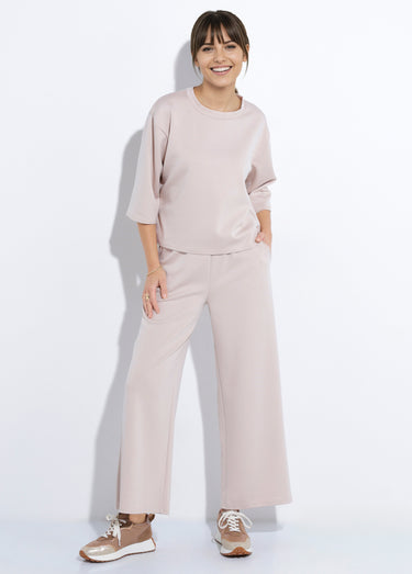Sweat coupe confort avec manches 3/4 Beige