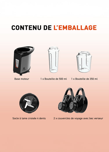 Blender à smoothies lames acier inox Noir/Orange