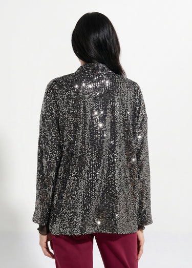 Veste sequins métallisés et col châle Argente