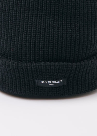 Bonnet en maille côtelée à revers Noir