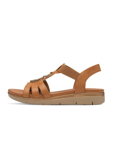 Sandales compensées élastique cheville Marron