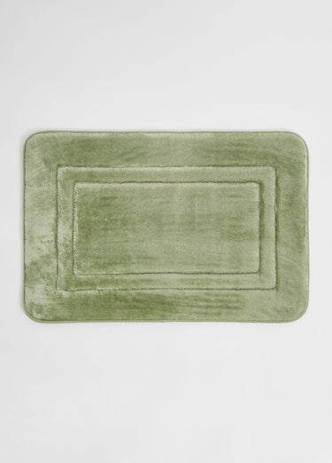 Set 2 pièces bain Rideau + Tapis velours Sauge